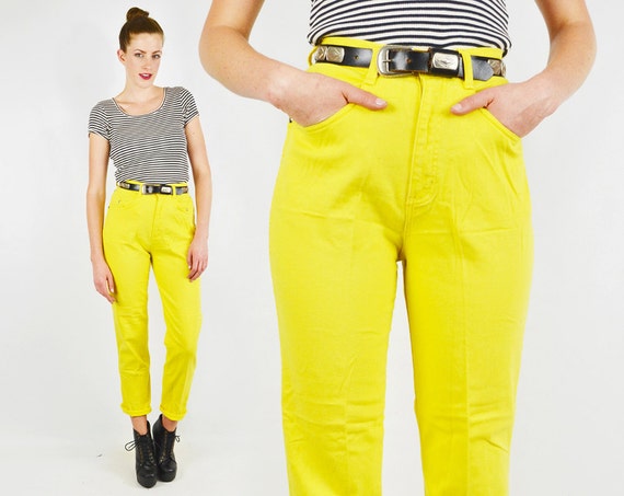 yellow jean pants