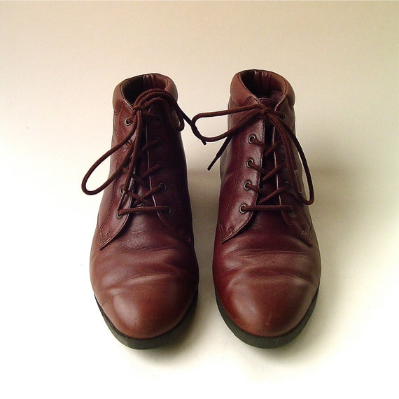 80s vintage Danexx Dark Brown Leather Ankle Boots