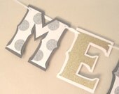 MERRY CHRiSTMAS Banner - Gold Glitter and Silver Glitter Polka Dots Il_170x135