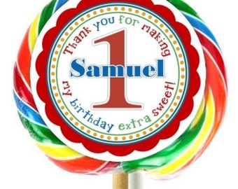 First Birthday Lollipop Stickers, 1st Birthday Decoration Stickers, Extra Large Personalized Stickers, Fit on WHIRLY LOLLIPOPS