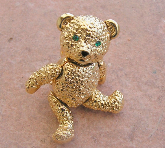 Vintage Napier Teddy Bear Brooch Pin Moveable Jointed