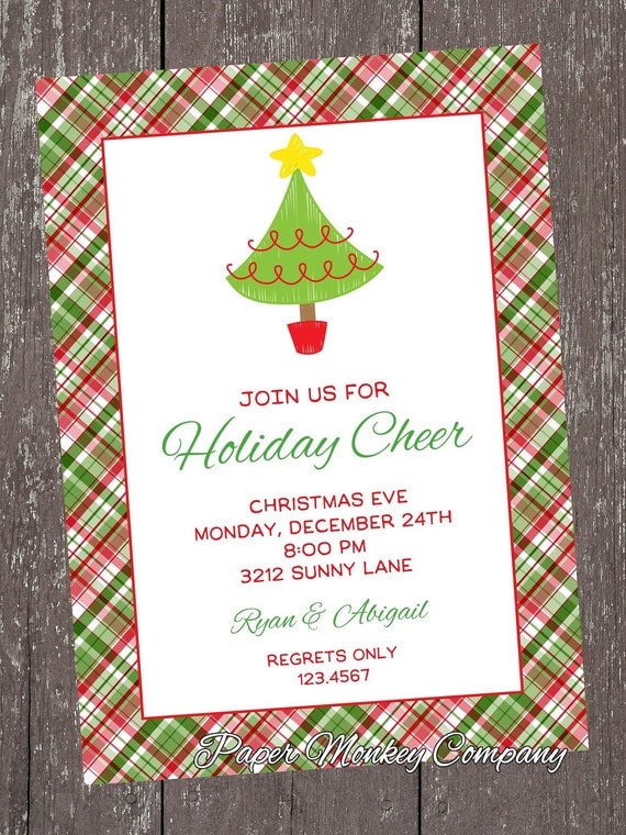 Holiday Christmas Invitation - 1.00 each with envelope Il_570xn