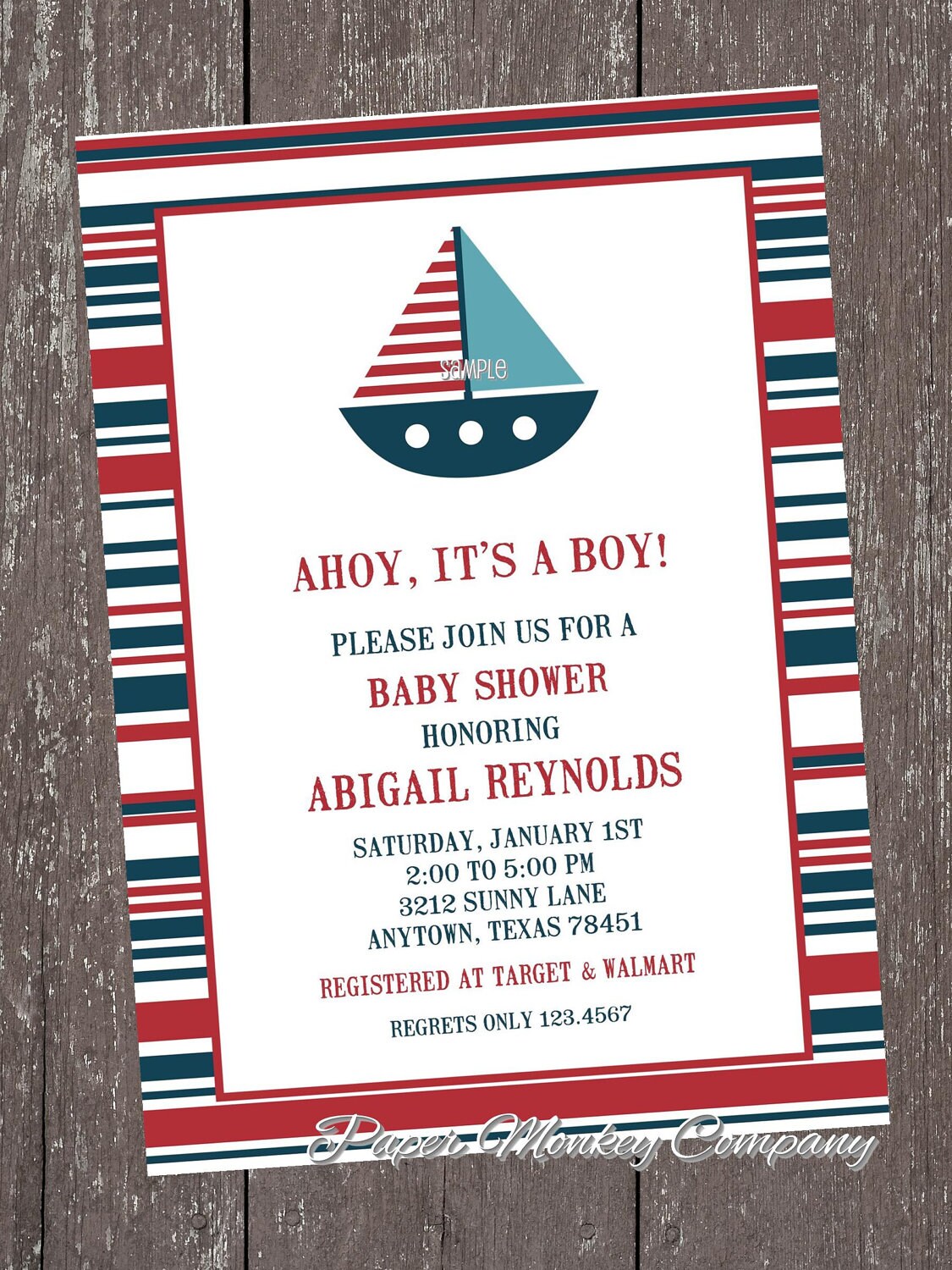 Sailboat Baby Shower Invitations 5