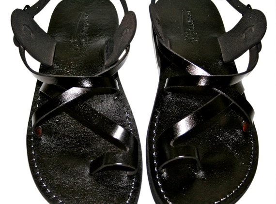 Black Roxy Leather Sandals For Men & Women Handmade Unisex