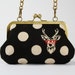 Party purse - Echino Buck in black - metal frame handbag with shoulder strap