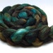 Aspen - 4 oz Brown Green Handpainted Merino Silk Wool Roving Top