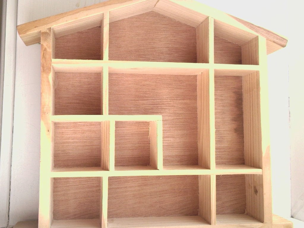 Dollhouse shaped shelf unfinished wood wooden miniatures