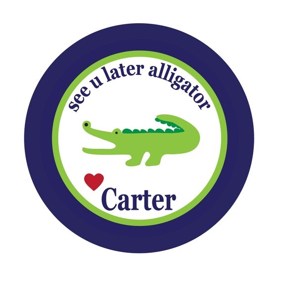 Alligator,Gator, Gift, Polka dots, Kids, Party, Favor stickers,Personalized Sticker Labels Set of 24 Il_570xn