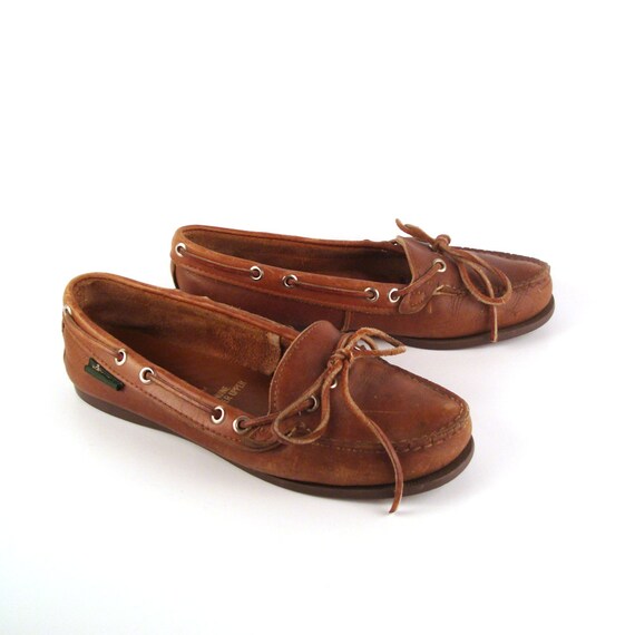 Eastland Boat Shoes Vintage 1980s Distressed Brown Leather