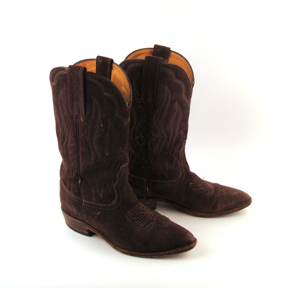 ladies brown suede cowboy boots
