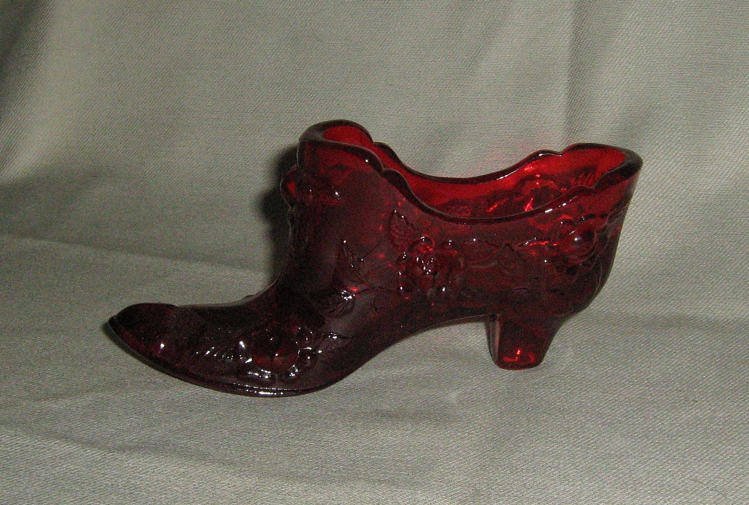 Fenton Ruby Red Glass Slipper Shoe 