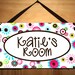 Pretty In Pink Flower Girls Door Sign Kids Bedroom Teen Wall