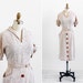 vintage 1940s dress / 40s dress xl / Speckled Tan Day Dress with Large Buttons