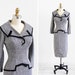 vintage 1950s dress / 1960s dress / Grey and Black Faux Suit Wiggle Dress