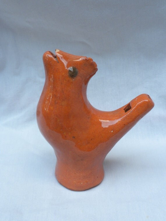 vintage ceramic bird whistle hand made pottery bird figurine