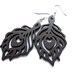 Wooden Feather Earrings, Dark Brown, Peacock Feather