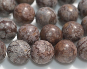 1 Strand of Brown Snowflake Jasper 8mm Round Beads BD778