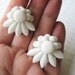 Vintage 1950's White Milk Glass Flower Earrings Screw Back Large Unusual Design