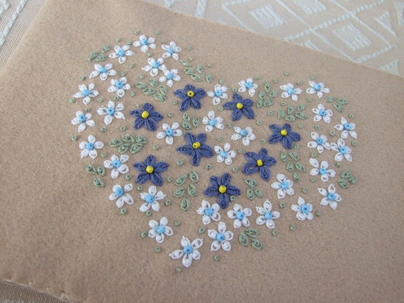 Hand Embroidered Cover with Address Book by sweetheartsandroses