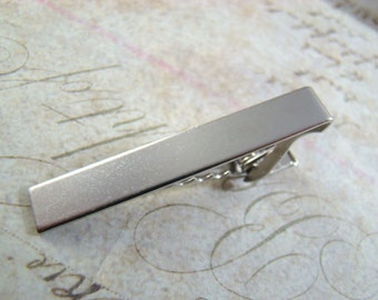 With Gift Box! Silver Tie Clip, Silver Tie Bar, Groomsmen, Wedding, Father's Day, Just Because, Tie Bar, Silver Tie Bars