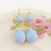 Periwinkle Blue Earrings - Teardrop and Round Glass Jewel Glamour Dangle Earrings - Wedding, Bridal, Bridesmaid Earrings