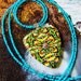 Handmade Clay Pendant Necklace - Turquoise, Coral Red, Green, Yellow Beauty Multicolor