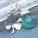 Shamrock Necklace Moss Green Chalcedony Wire Wrapped Briolette Four Leaf Clover