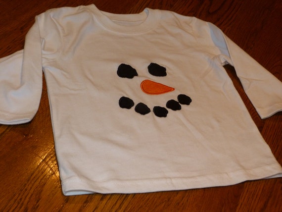 Embroidered Long Sleeved Christmas Shirt Boys Snowman