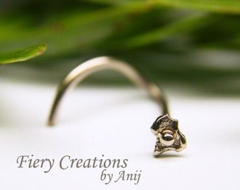 Nose Screw / Tragus Stud "Sea Shell" - OOAK 18kt SOLID white Gold