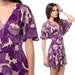 RESERVED 70s Dress LOVERS HEART Print Mini Star 1970s Mod Flutter Sleeve Babydoll 60s Purple Love 70s Hippie Vintage Minidress Small