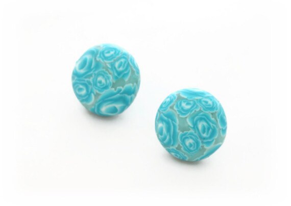 Turquoise Rose Stud Earrings hanmade by Lottie Of London