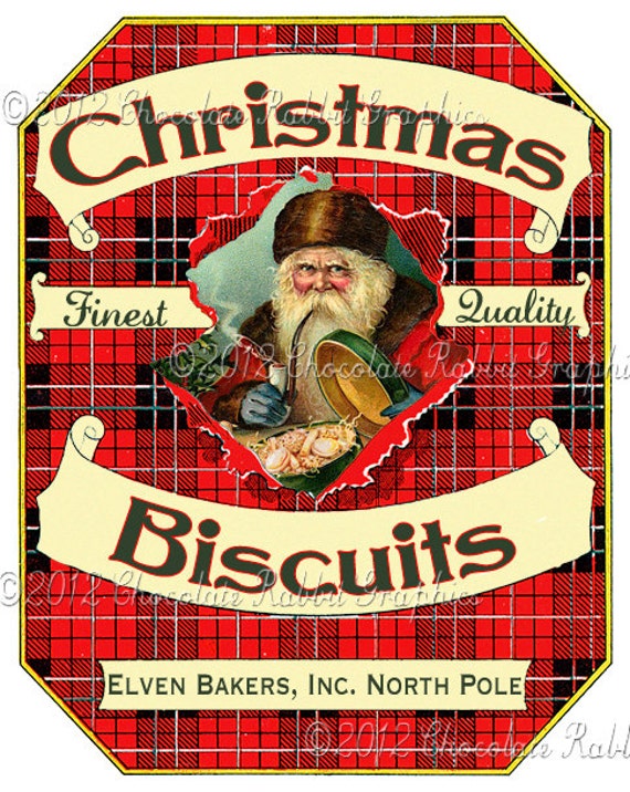 Christmas Candy Cookie Label Vintage Tag Instant Digital