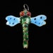 Vintage Dragonfly Pendant Enamel Dangling Articulated