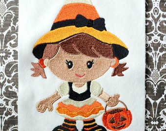Candy Corn Witch, INSTANT DIGITAL DOWNLOAD, Halloween Embroidery Design for Machine Embroidery 5x7