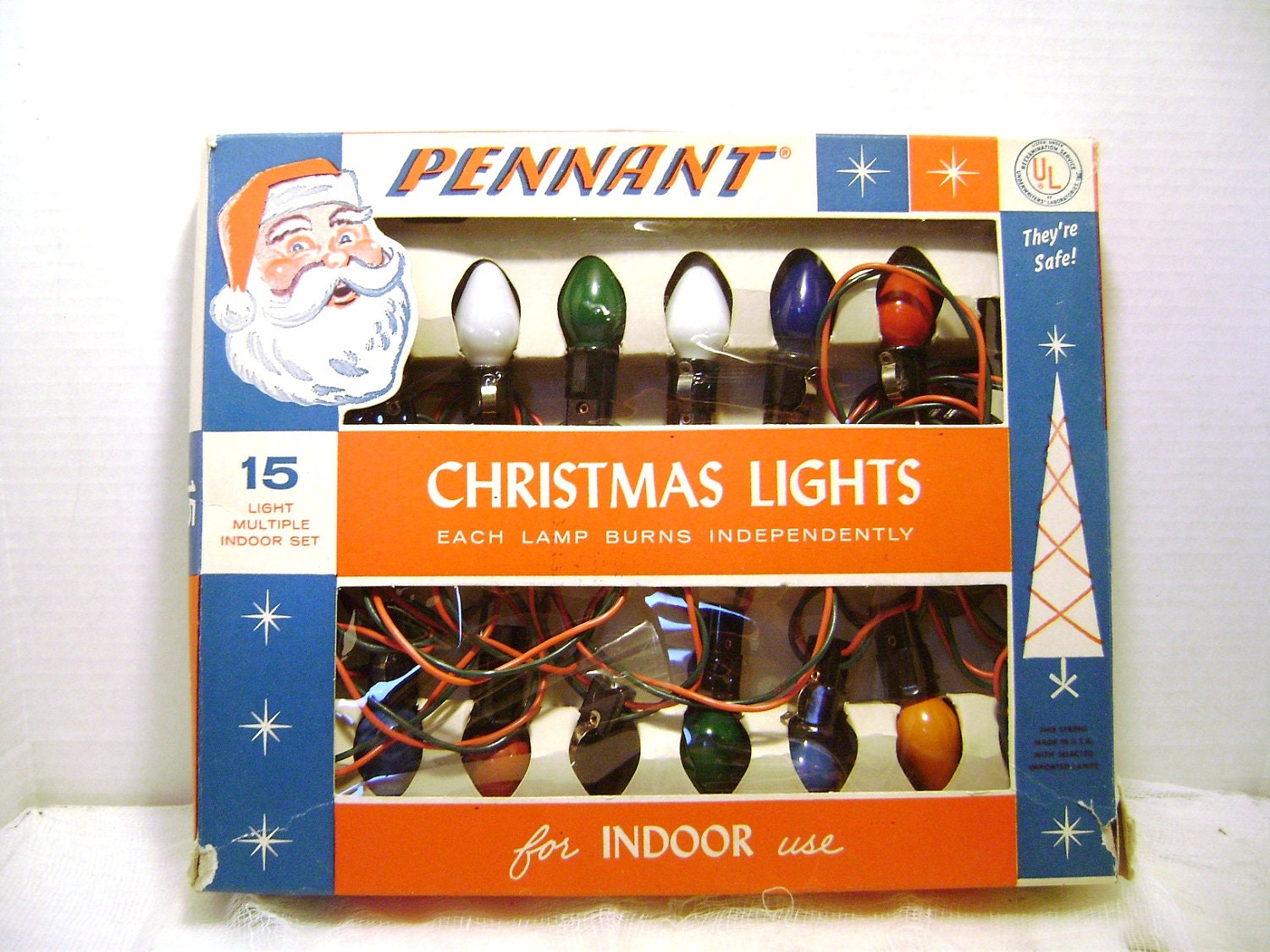 Vintage Light Set Pennant Christmas Lights Never by JunqueGypsy