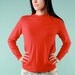 Vintage 1950s Apple Red Light Sweater Blouse w/ Cable Rope Neckline Easy Fit Long Sleeve Small