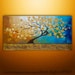 Original Modern Landscape Asian Tree Blossom Textured Painting Art by Gabriela 48x24