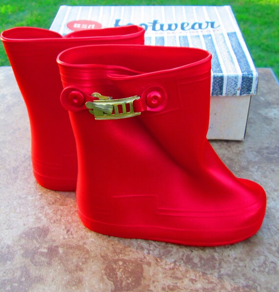 Toddler Size 6 Retro Rubber Boots Red Ball Brand Plyron Kiddie