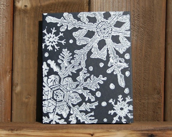 items similar to winter snowflakes linocut block print