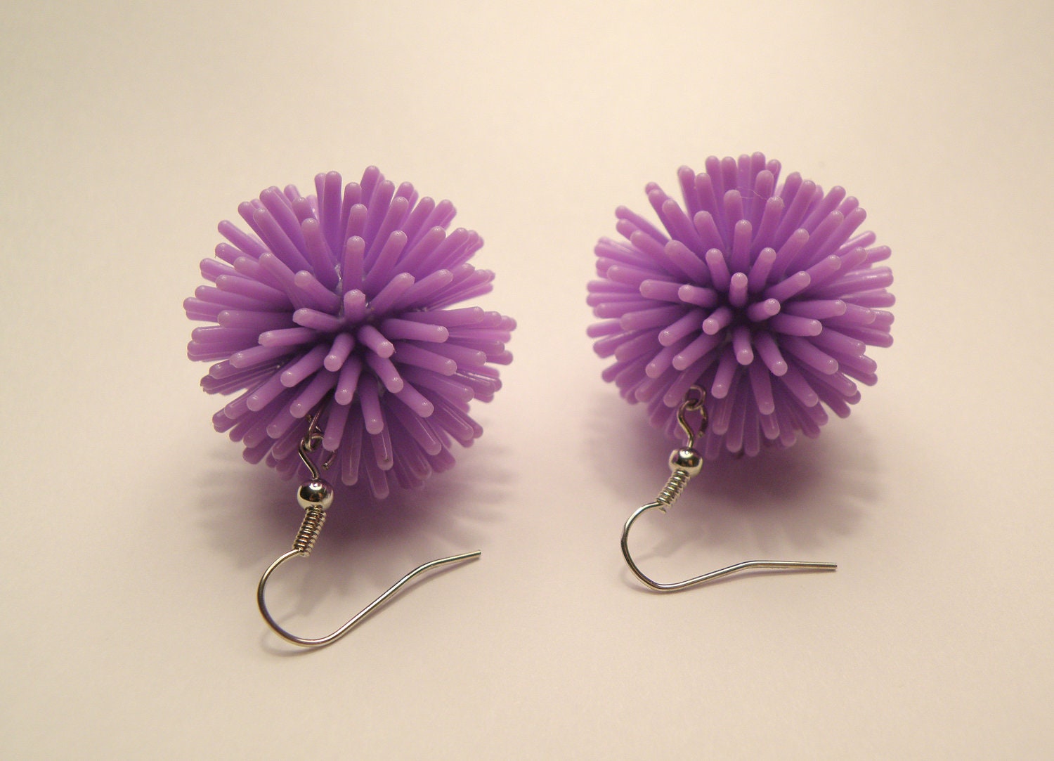 PURPLE Spiky Koosh Ball Earrings on French Wires
