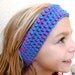 Girls Ear Warmer Headband Crochet Blue Fuchsia