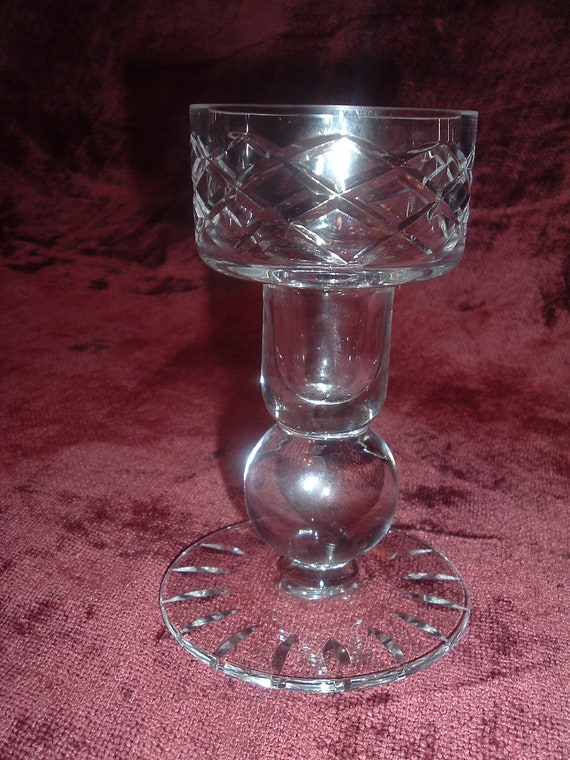 vintage diamond cut crystal candle holder