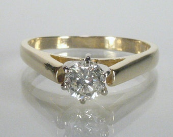 Engagement Ring - Diamond Solitaire Engagement Ring - 0.37 Carat Diamond