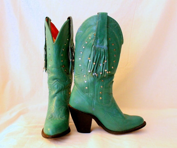 teal cowboy boots for women