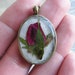Rose Bud Necklace Botanical Jewelry Red Shrub Rose Pressed Flower Resin Pendant Nature Necklace