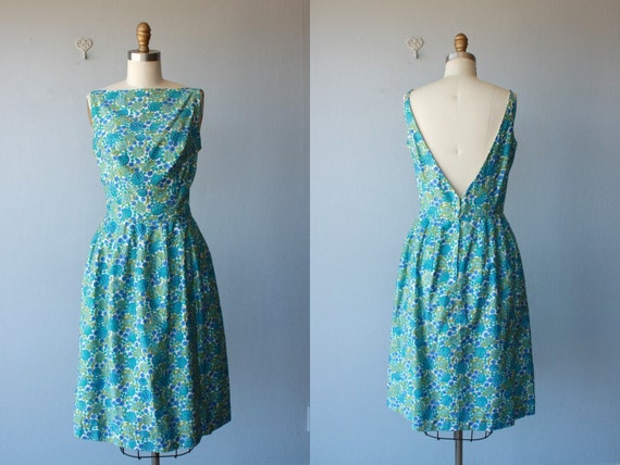 1950s dress / 50s party dress / floral by CustardHeartVintage