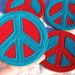Red and Turquoise Peace Sign Coaster Set