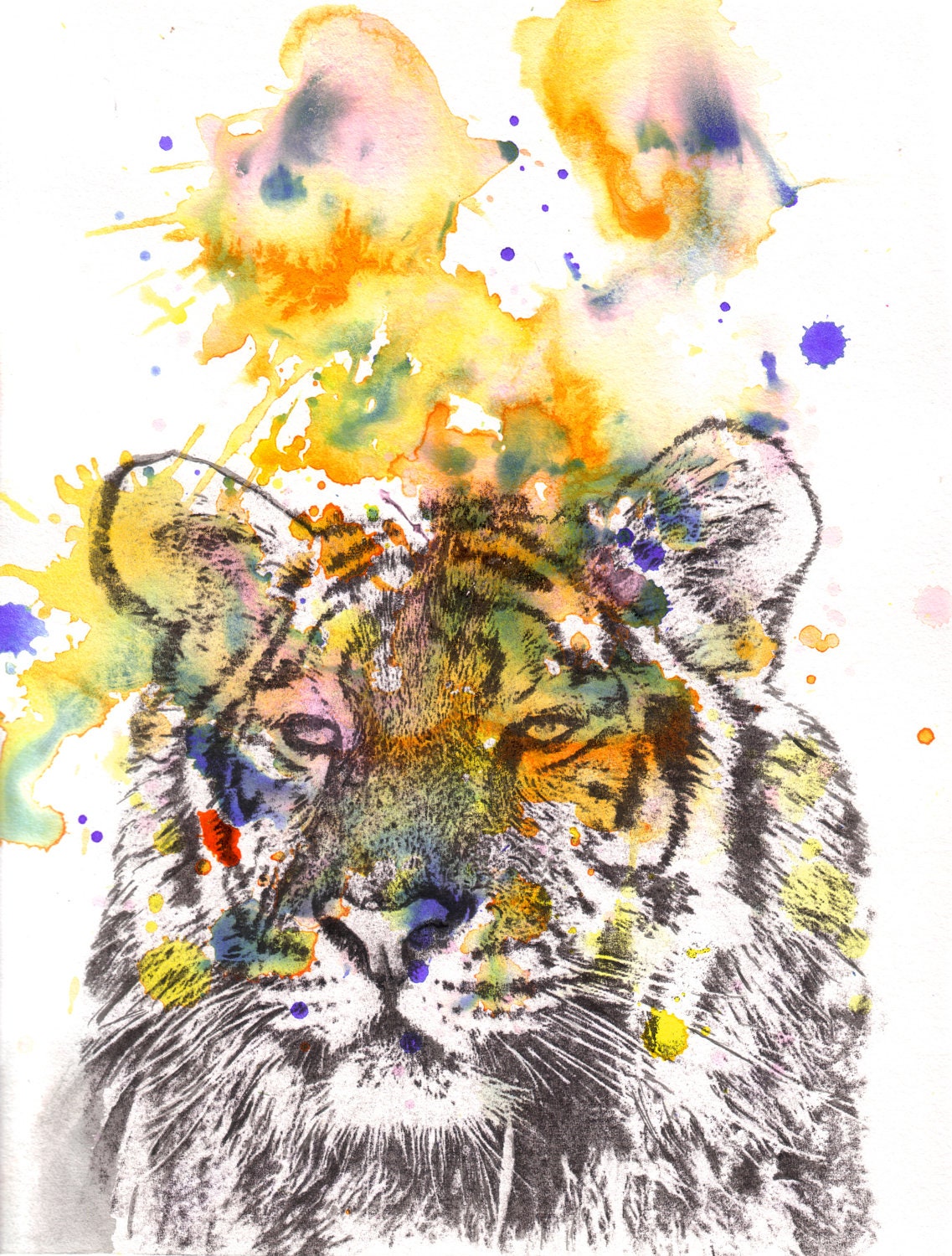 Portrait Of A Tiger Watercolor Painting Original Watercolor