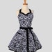 Sweetheart Retro Apron - Sexy Cute Womens Apron Black and White Damask Flirty Full Kitchen Apron