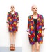 80s Jacket - Graphic Blazer Jacket - Jewel Tone Abstract Blazer - 1980s Draped Slouchy Boyfriend Jacket - S M L OS
